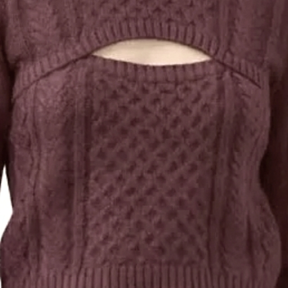 NWT 1. STATE KEYHOLE CREWNECK RIBBED TRIM SWEATER NAPA WINE 🍷Sz. MEDIUM & LARGE